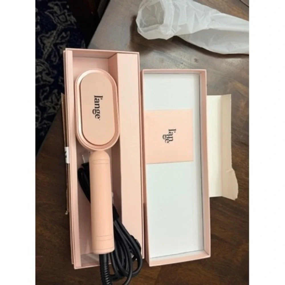 L'ange Mane Pass 2-in-1 Straightening Brush‎ Blush Pink Ceramic Hair Tool